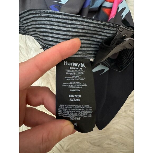 HURLEY Phantom Voodoo Swim Board Shorts Men’s Size‎ 28 Black Pink Aqua - Picture 6 of 11